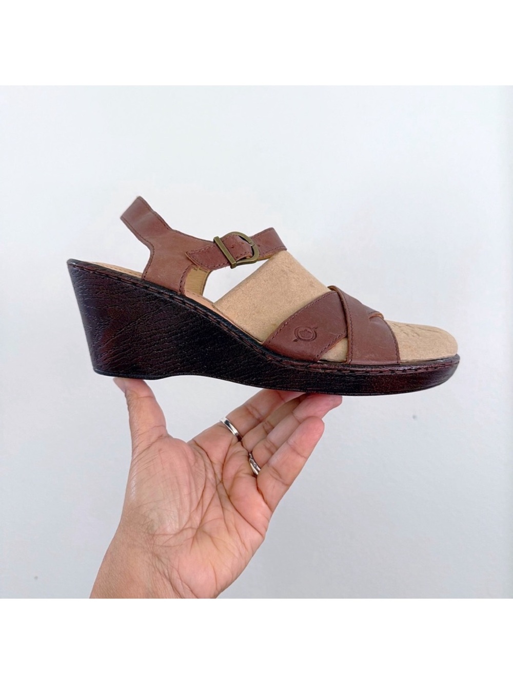 Børn Brown Leather Wedge Sandals